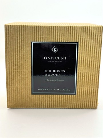 Ervaar de verfijnde geur van onze klassieke vegan geurkaars red roses bouquet perfect voor rozenliefhebbers en het creeren van onvergetelijke momentenmvverpakking