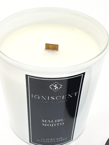 Malibu mojito vegan geurkaars met geur van kokosmelk witte rum limoen en bruine suikervazd